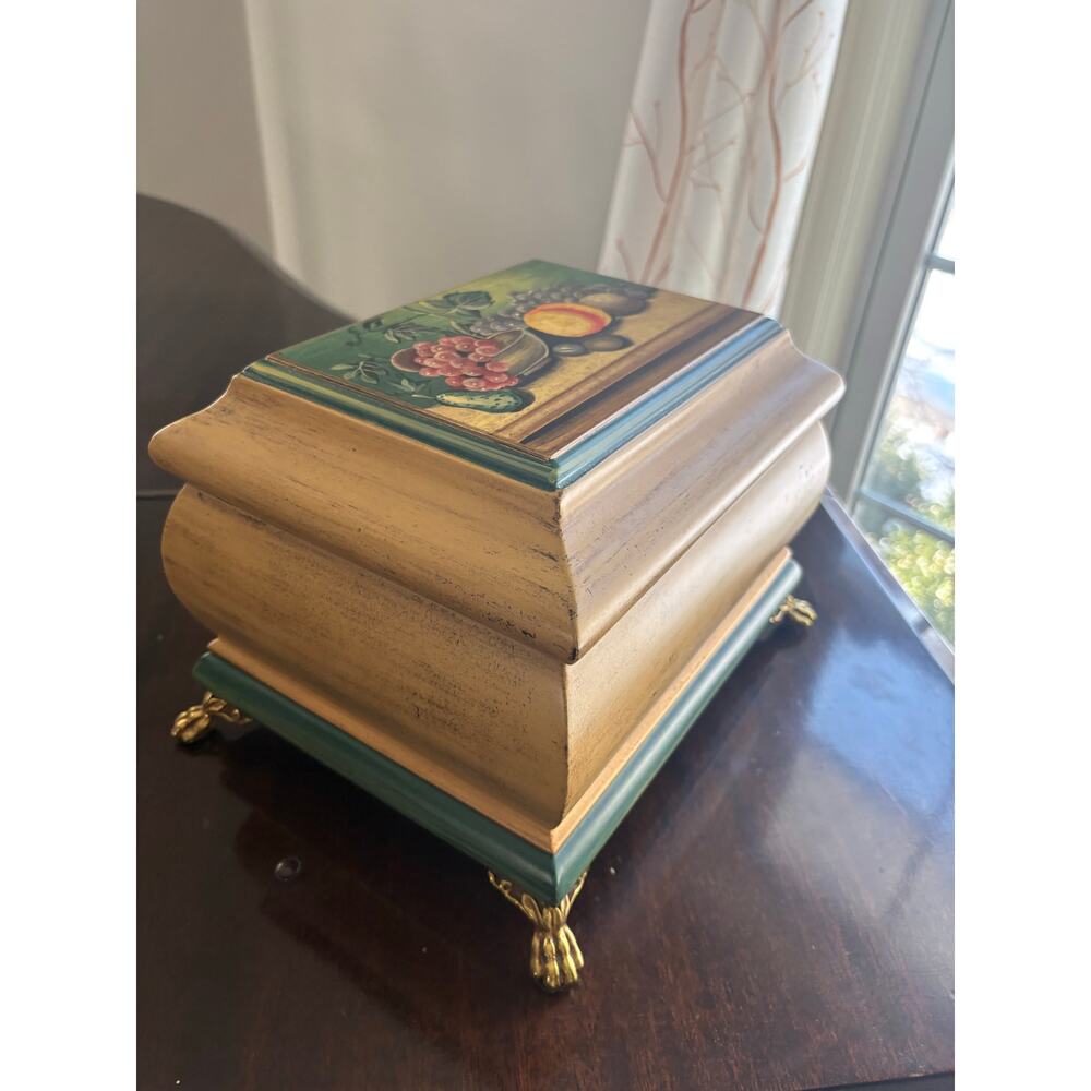 Vintage Maitland Smith chinoiserie box with painted fruit